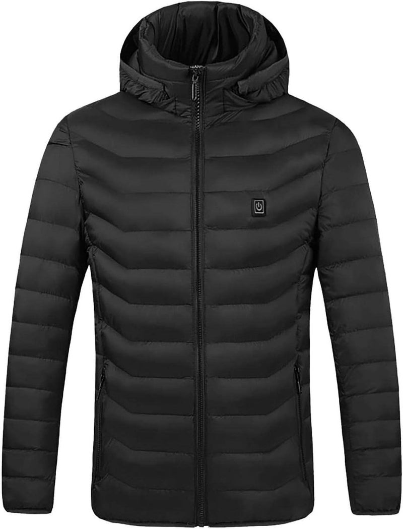 woobles 2021 Winter New Warm USB Heating Fleece Jackets Parkas Smart Thermostat Detachable Hooded Heated Waterproof Jacket, Outdoor Warm Clothing Heated for Riding Skiing Fishing (Black, XXXXXXL) - Image 1